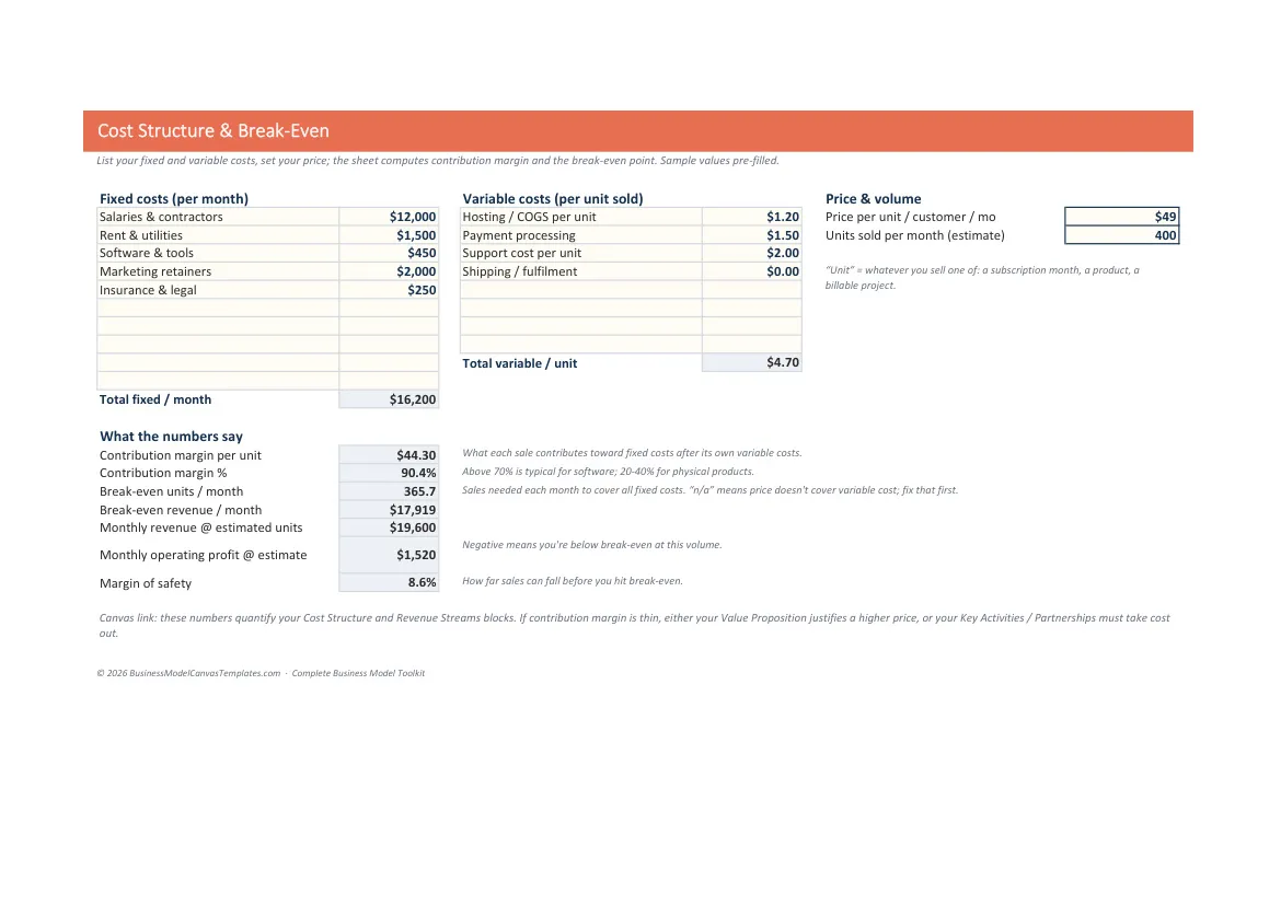 Unit economics sheet: CAC, LTV and payback with plain-English health verdicts